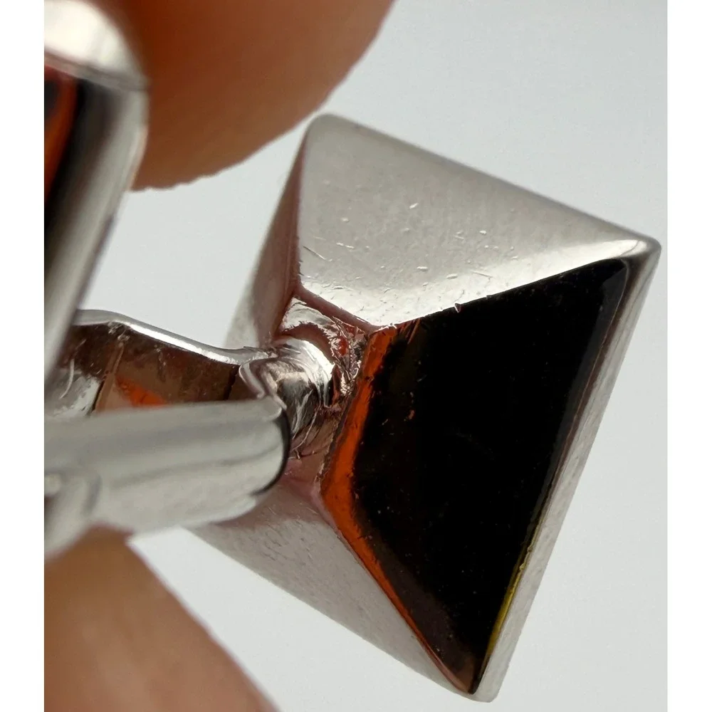 Swank Vintage Mens Smoky Grey Glass Silver Tone Rectangular Cufflinks Q008